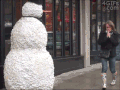 逗比 恶搞 雪人 惊吓