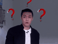 帅哥 张嘴 问号 黑衣服