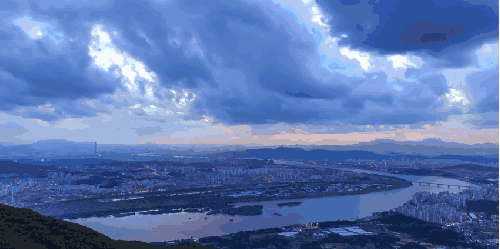 韩国风光 云朵 傍晚 城市 延时摄影 汉江 纪录片 风景