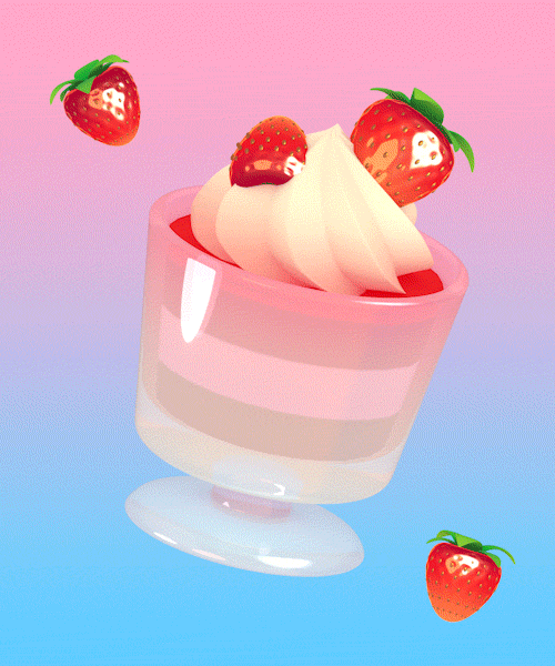 卡通 冰淇淋 草莓 旋转