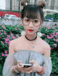 美女 眼镜 手机 手表
