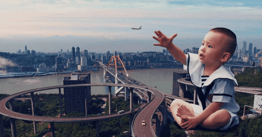 创意 城市 孩子 旅游 重庆城市宣传片 风景 飞机 高架