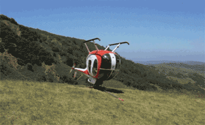 直升机 倒立 旋转 蓝天 草地