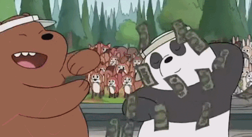 熊猫  跳舞 小熊 纸币 牙齿