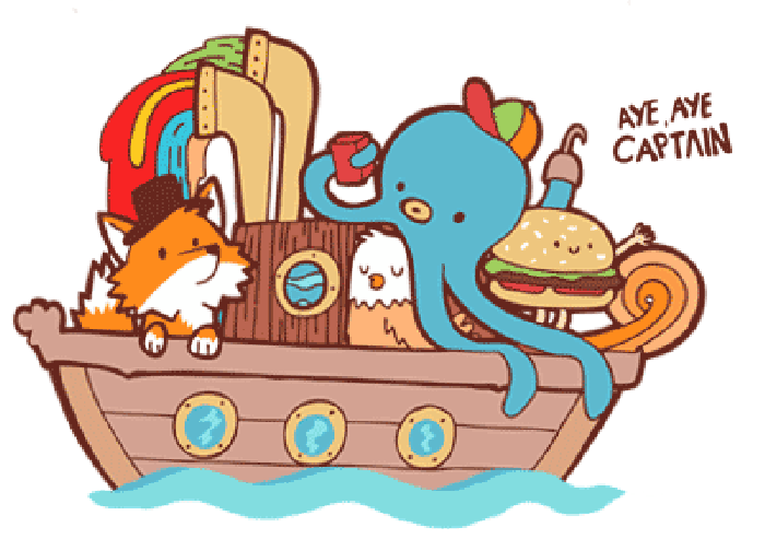 章鱼 狐狸 食物 船
