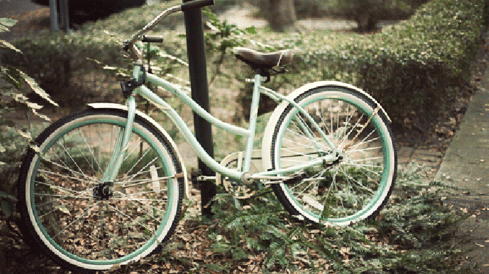 唯美 单车 等候  树林