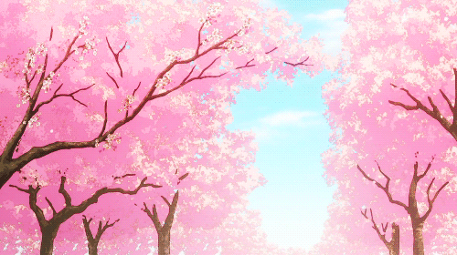 卡通 大树 花瓣 粉色