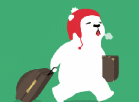 小白熊gif动态图片,走路神奇提着行李箱动图表情包