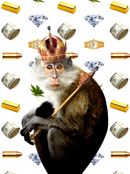 金光闪闪的 艺术 奢侈 猴子 钱 壁纸 PS图象处理软件