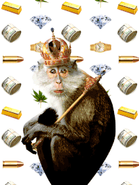金光闪闪的 艺术 奢侈 猴子 钱 壁纸 PS图象处理软件
