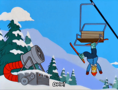 滑雪 辛普森一家 缆车 倒挂 喷 搞笑