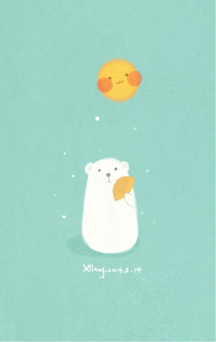 白熊 太阳 好热 可爱
