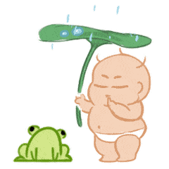 青蛙 下雨 可爱 小孩