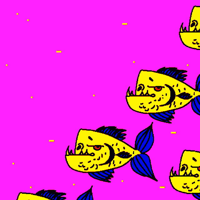 食人鱼 黄鱼 游动 卡通