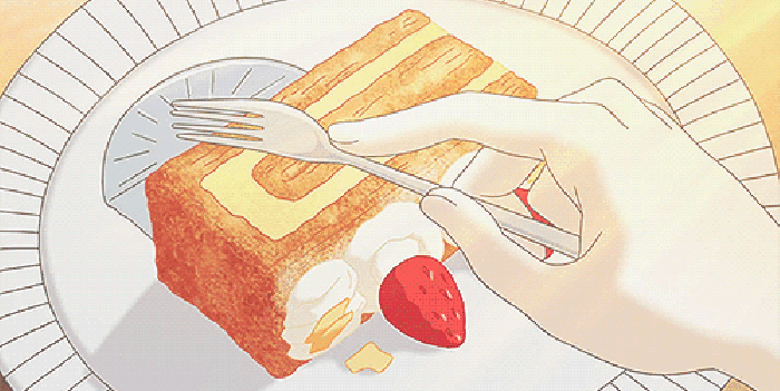 美食 动漫 草莓 叉子