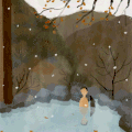 背景素材 手绘 油画 人 雪花