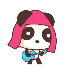 卡通 熊猫 弹吉他 头巾 粉红色