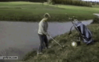 高尔夫球 水平 搞笑 水塘