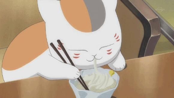 猫咪 吃面条 筷子 可爱