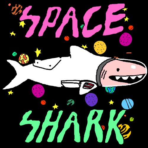 鲨鱼 宇航员 星球 彩色