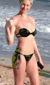 美女 比基尼 性感 沙滩 海浪