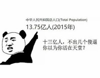 熊猫头 搞笑 雷人 斗图 中华人民共和国2015年总人口13.75亿人，十三亿人，不出几个傻逼，你以为你活在天堂吗