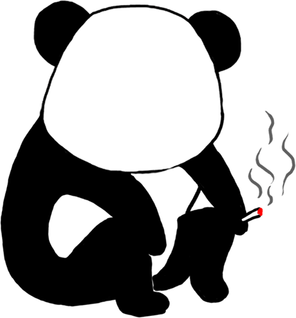 卡通 熊猫 抽烟 黑白