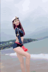 美女 海边 沙滩 制服诱惑