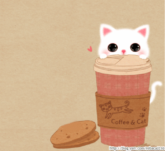 猫 静若处子 喝咖啡 可爱
