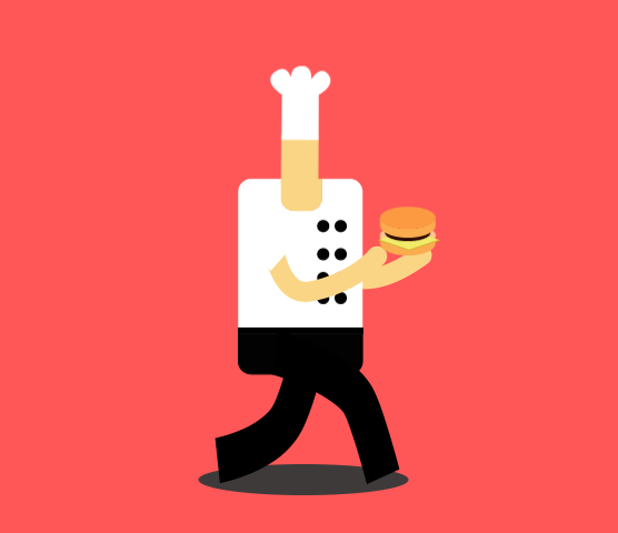 汉堡 厨师 走路 设计