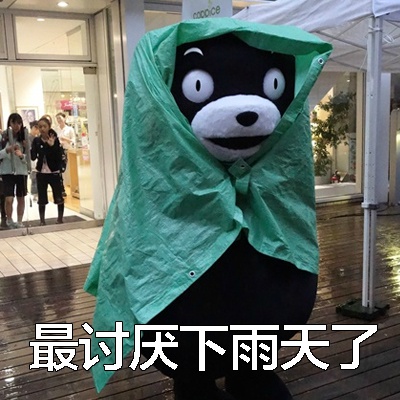 熊本熊 雨衣 萌宠 最讨厌下雨了