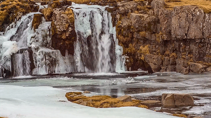瀑布 结冰 冬天 自然 风景