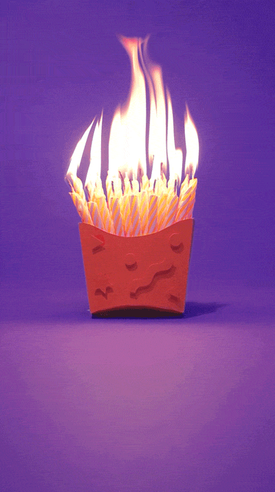 生日 蜡烛 燃烧  薯条