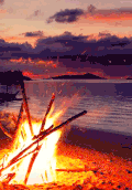 海边 篝火 天涯海角 城市