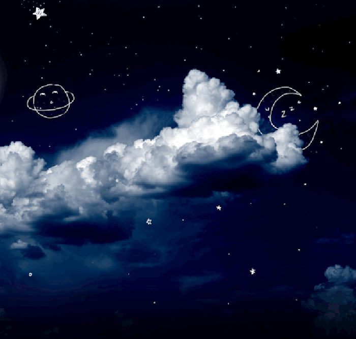 星星 夜空 云朵 卡通
