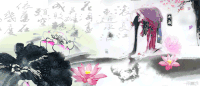 美女 长发 花朵 温馨