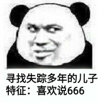 熊猫头 可爱 搞笑 雷人 斗图 寻找失踪多年的儿子 特征 喜欢说 666