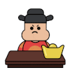 卡通人 生气 元宝 帽子