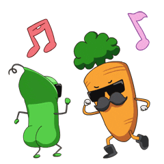 卡通 扭屁股 蔬菜 胡萝卜 音符