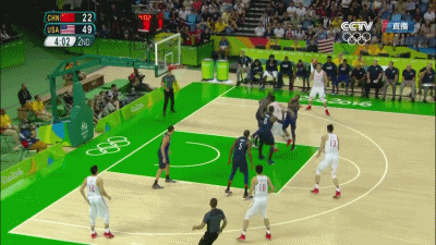 奥运会 里约奥运会 男篮 中国队 美国队 易建联 突破 上篮 赛场瞬间
