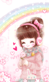 彩虹  女孩 唯美 动画