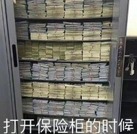 文字表情包 搞笑 沙雕 一夜暴富的梦想 钱 打开保险柜的时候