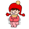 小女孩 大棉袄 冷 打哆嗦