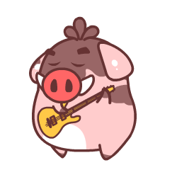 小猪 弹吉他 动感 卡通
