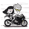 蘑菇头 摩托车 行驶 高兴