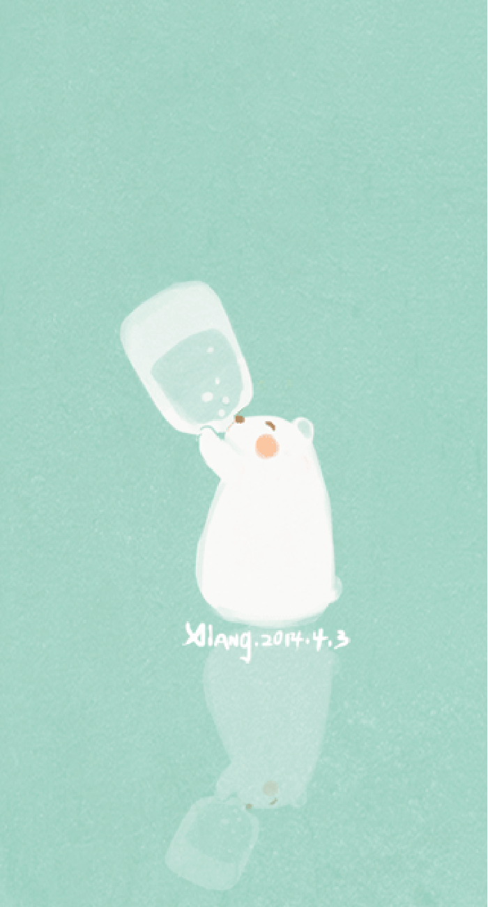 小白熊 喝水 可爱 动漫