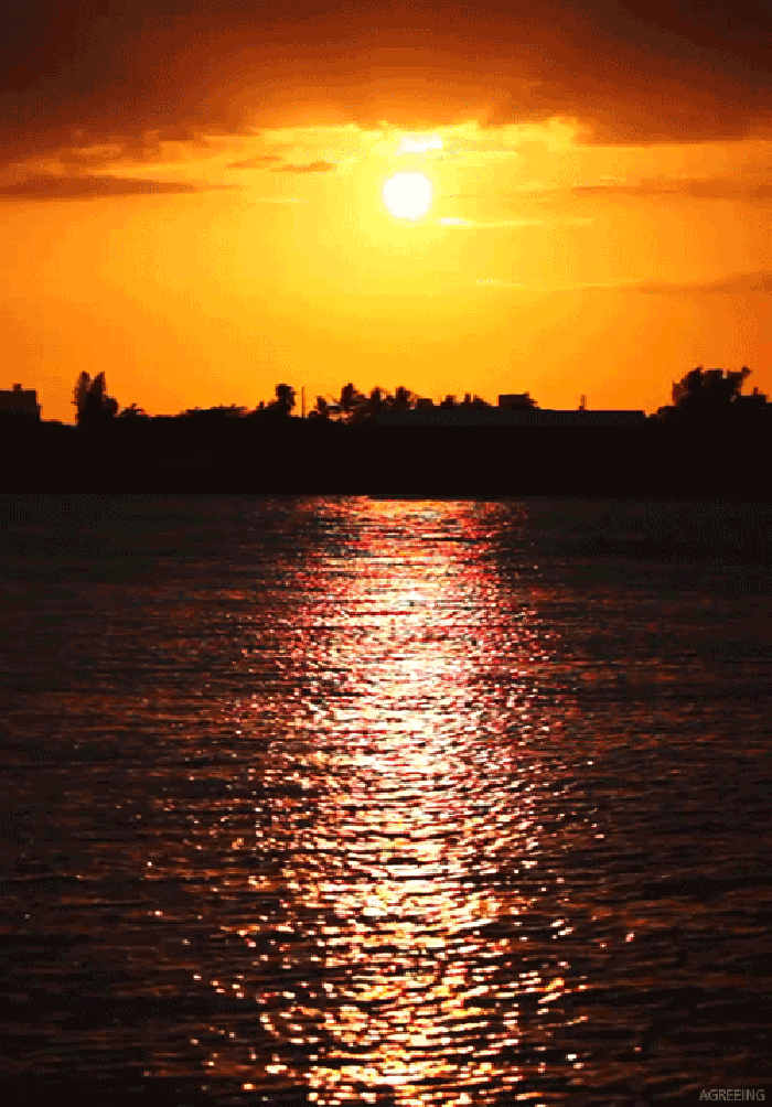 湖面 宁静 水流 夕阳