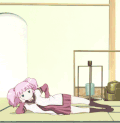 动漫 女孩 躺着 运动 伸腿