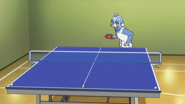 卡通 蓝色头发 打乒乓球 运动 美女