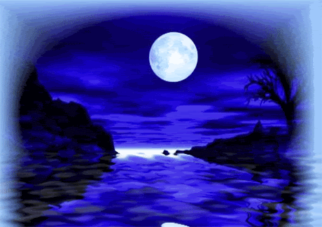 月亮 好美的夜色 河水 倒影